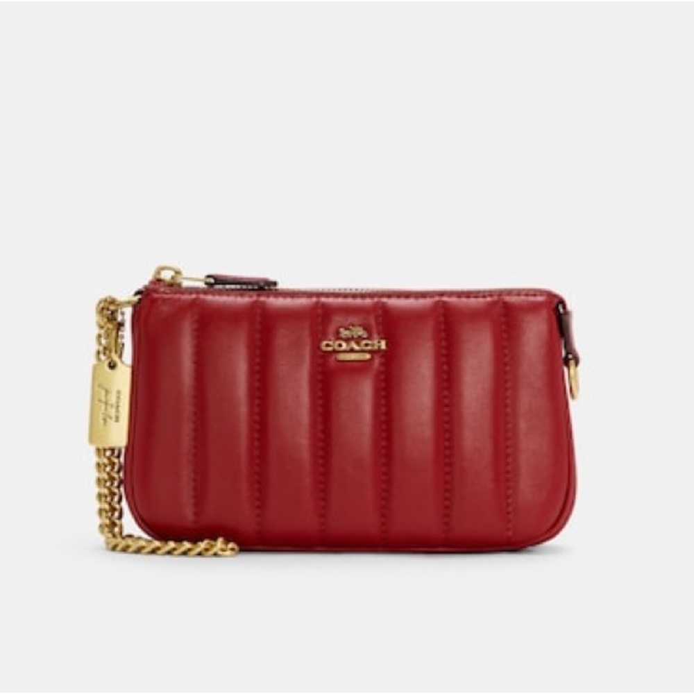 Coach x Jennifer Lopez red with Gold hardware shoulder purse/Clutch Nolita 19 - Picture 1 of 6